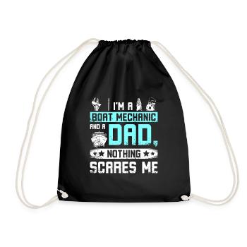 Boat mechanic and father dad - Drawstring Bag - black - Front