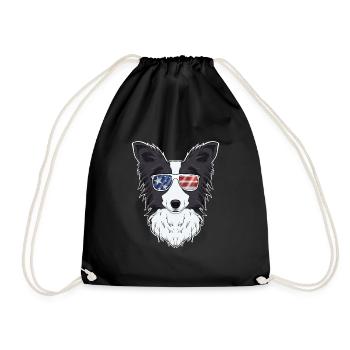 Border Collie USA Lunettes de soleil I Drapeau américain - Sac de sport léger - noir - Devant