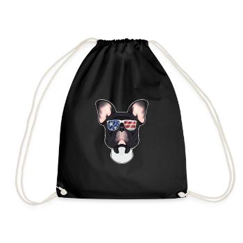 French Bulldog USA Sunglasses I American Flag - Drawstring Bag - black - Front