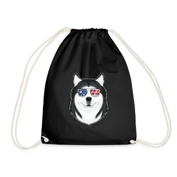 Husky USA Sunglasses I American Flag Husky - Drawstring Bag - black - Front