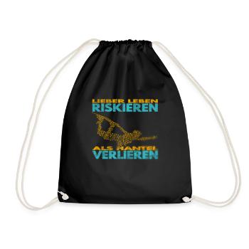 Lieber Leben riskieren, als Hantel verlieren. - Turnbeutel - Schwarz - Vorne