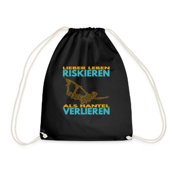 Lieber Leben riskieren, als Hantel verlieren. - Turnbeutel - Schwarz - Vorne