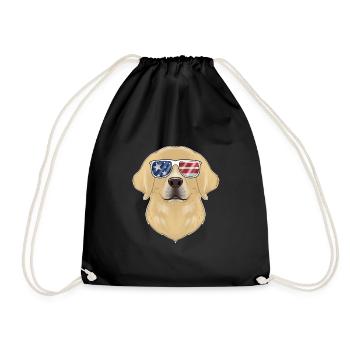 Labrador USA Sunglasses I American Flag Labrador - Drawstring Bag - black - Front