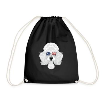 Poodle USA Sunglasses I American Flag Poodle - Drawstring Bag - black - Front