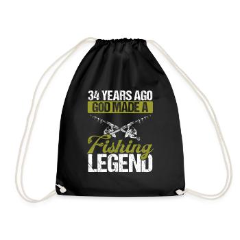 34 Year Old Fishing Legend Rod 34 Fisherman - Drawstring Bag - black - Front
