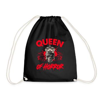 Queen Of Horror Movie Halloween Crown Skull - Drawstring Bag - black - Front