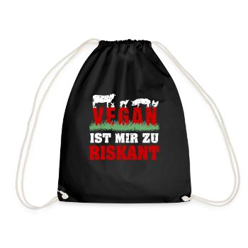 Vegan ist mir zu riskant - Turnbeutel - Schwarz - Vorne