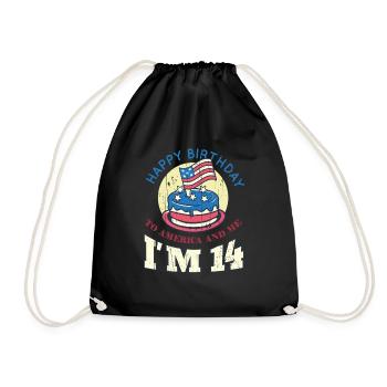 US America Flag Cake Naissance Age 14 USA 4 juillet - Sac de sport léger - noir - Devant