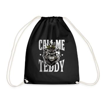 Call me teddy Bär King Geschenk - Turnbeutel - Schwarz - Vorne