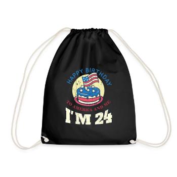 US America Flag Cake Naissance Age 24 USA 4th Of July - Sac de sport léger - noir - Devant