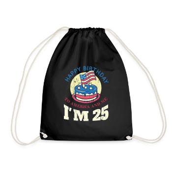 US America Flag Cake Naissance Age 25 USA 4 juillet - Sac de sport léger - noir - Devant
