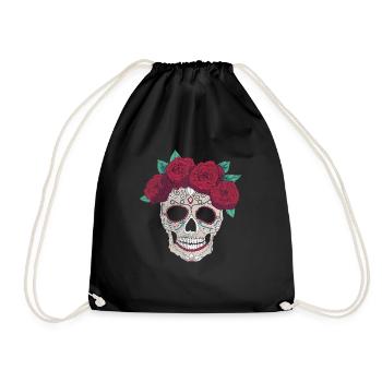 Rose Sugar Muertos Day Of Dead Halloween - Drawstring Bag - black - Front