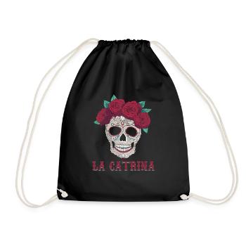 Rose Sugar Muertos Day Dead Halloween - Drawstring Bag - black - Front