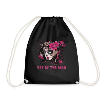 Color Halloween Sugar Muertos Day Of Dead - Drawstring Bag - black - Front