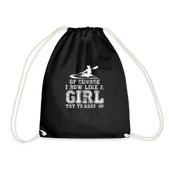 Cool Rowing Art Women Girl Coxswain Paddle Oar Pun - Drawstring Bag - black - Front