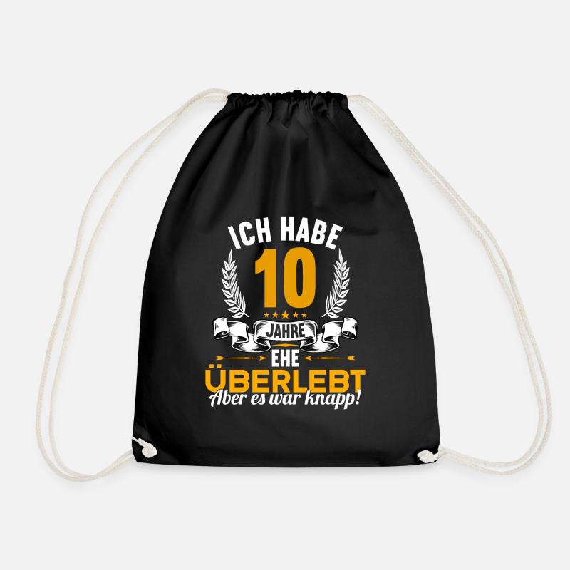 Ich habe 10 Jahre Ehe überlebt 10.Hochzeitstag - Turnbeutel - Schwarz
