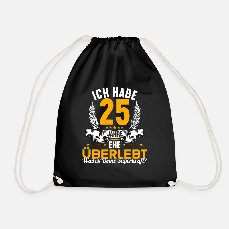 Ich habe 25 Jahre Ehe überlebt 25.Hochzeitstag - Turnbeutel - Schwarz