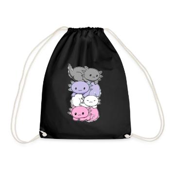 Cupiosexuelle Flagge Axolotl Haufen Kawaii - Turnbeutel - Schwarz - Vorne