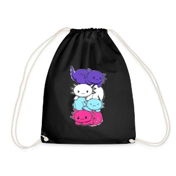 Mehrgeschlechtliche Flagge Axolotl Haufen Kawaii - Turnbeutel - Schwarz - Vorne