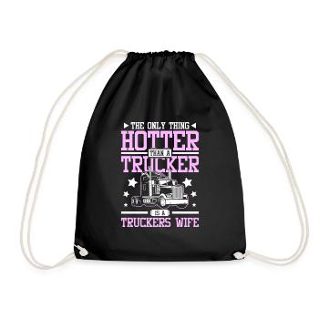 Hotter than a trucker is a truckers wife - Drawstring Bag - black - Front