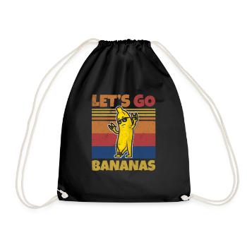 Retro Let's Bananas Funny Rocker Banana - Turnbeutel - Schwarz - Vorne