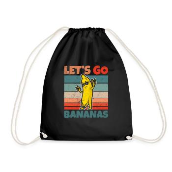 Retro Vintage Let's Bananas Funny Rocker Banana - Turnbeutel - Schwarz - Vorne