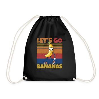 Retro Let's Bananas Funny Smirk Banana - Turnbeutel - Schwarz - Vorne