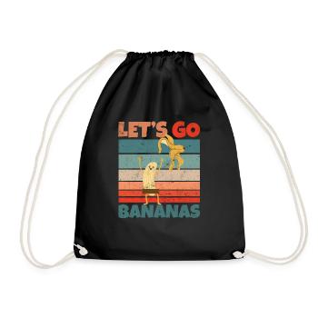 Retro Vintage Let's Bananas Funny Strip Banana - Turnbeutel - Schwarz - Vorne