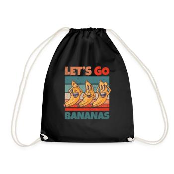 Retro Vintage Let's Bananas Funny Crazy Banana - Turnbeutel - Schwarz - Vorne