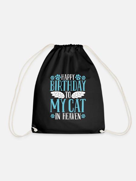 Happy Birthday Cat in Heaven Cat Loss Birthday - Turnbeutel - Schwarz