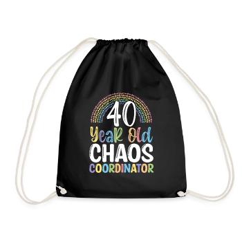 40 Year Old Chaos Daycare Provider 40 Birthday - Drawstring Bag - black - Front