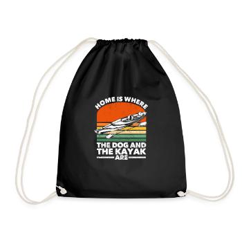 Home is where the dog and kayak are kayak - Drawstring Bag - black - Front