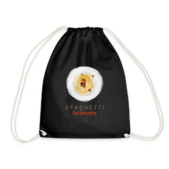 Spaghetti Carbonara Pasta Noodle Gourmet Design - Drawstring Bag - black - Front