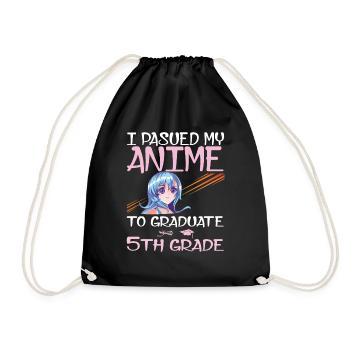 5th grade Graduation anime Graduate elementary - Drawstring Bag - black - Front