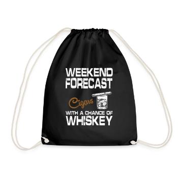 Weekend Forecast Cigars and Whiskey For Men Women - Drawstring Bag - black - Front