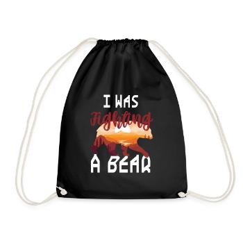 I was fighting a bear recovery good recovery - Drawstring Bag - black - Front