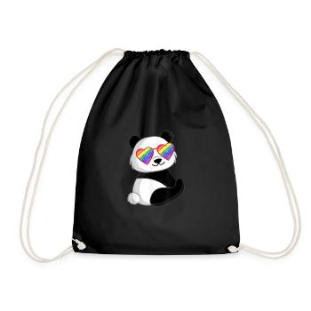 Panda Regenbogen LGBTQ Pride Regenbogenfahne CSD - Turnbeutel - Schwarz - Vorne
