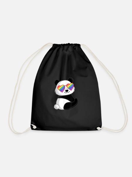 Panda Regenbogen LGBTQ Pride Regenbogenfahne CSD - Turnbeutel - Schwarz
