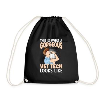 This Is What A Gorgeous Vet Tech Looks - Drawstring Bag - black - Front