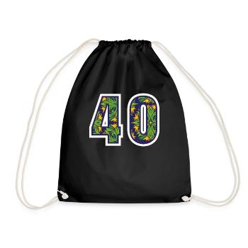 40 Zahl Grün - Turnbeutel - Schwarz - Vorne