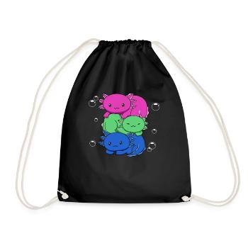 Polysexuelle Flagge Axolotl Haufen Kawaii - Turnbeutel - Schwarz - Vorne