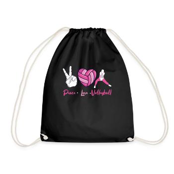 Volleyball Player Team Peace Love - Drawstring Bag - black - Front