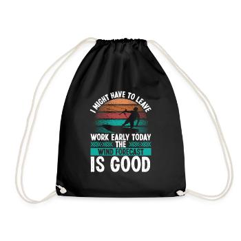 Kitesurfing Wind Forecast Kiteboarding Kitesurf - Drawstring Bag - black - Front