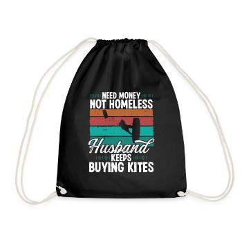 Kiteboarding Vintage Kitesurfing Retro Kitesurfer - Drawstring Bag - black - Front