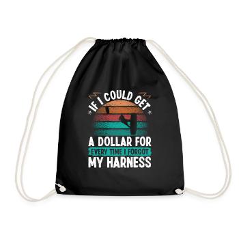 Kitesurfing Kiteboarding Harness Retro Kitesurfer - Drawstring Bag - black - Front
