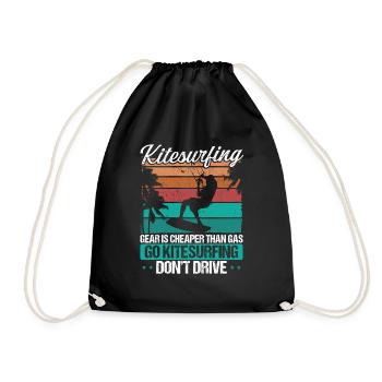 Kiteboarding Humor Kitesurfing Funny Kiteboarder - Drawstring Bag - black - Front