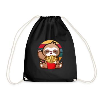 Sloths Love Fries gift - Drawstring Bag - black - Front