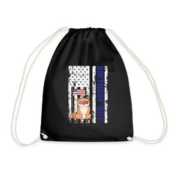 Dog America 4 juillet Anniversaire Garçon Drapeau américain - Sac de sport léger - noir - Devant