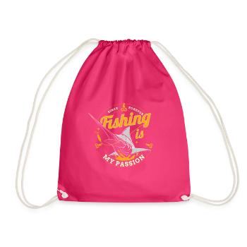 fishing is my passion - Drawstring Bag - fuchsia - Front