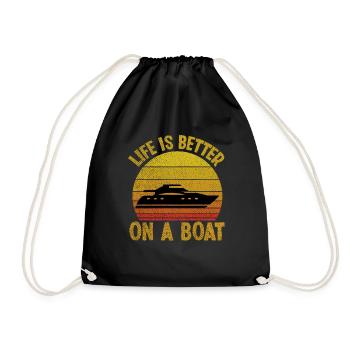 Life Is Better On A Boat Funny Lake Summer Boat - Drawstring Bag - black - Front